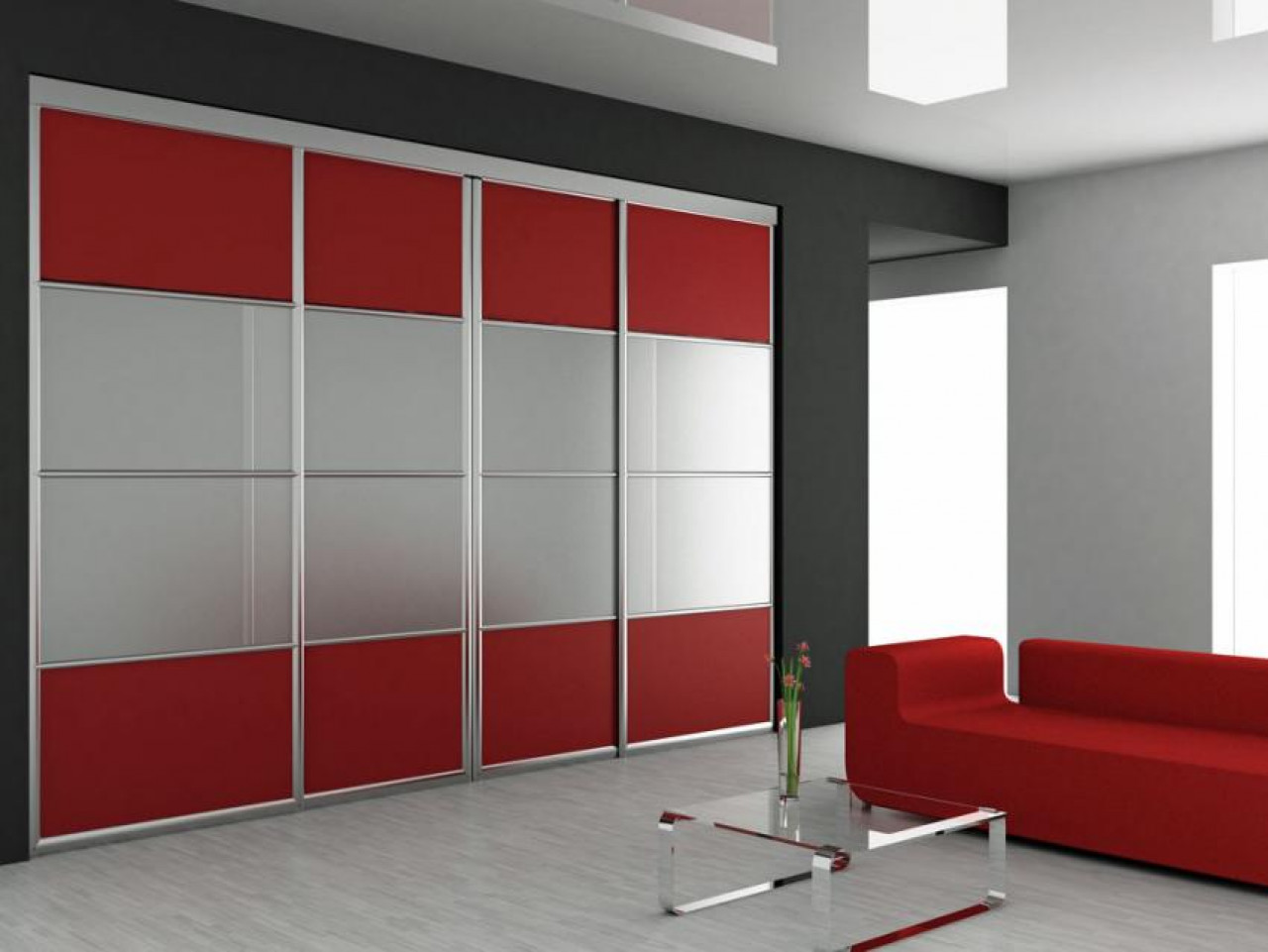 SetWidth850 Wardrobe door 4200 series with translucent and coloured acrylic infill